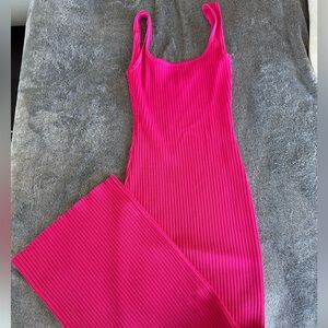 Hot pink fitted maxi dress